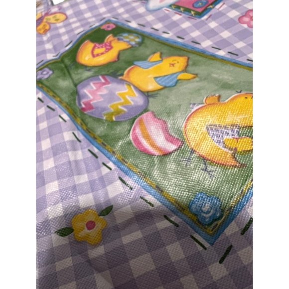 Easter Egg Bunny Chick Tulip Vinyl Tablecloth Table Covering 68" x 52" - Picture 2 of 7